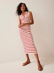 Mint Velvet Red Striped Polo Midi Dress - Image 1 of 7