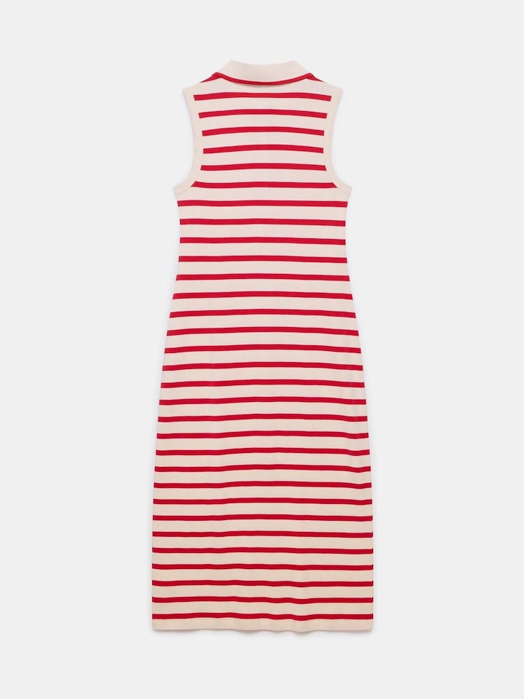 Mint Velvet Red Striped Polo Midi Dress - Image 7 of 7