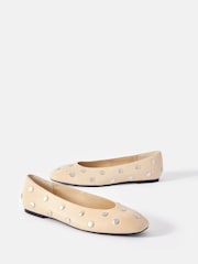 Mint Velvet White Coco Studded Leather Flats - Image 2 of 4