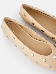 Mint Velvet White Coco Studded Leather Flats - Image 3 of 4