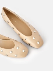 Mint Velvet White Coco Studded Leather Flats - Image 4 of 4
