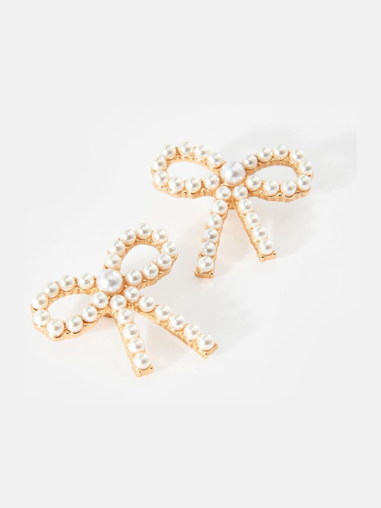 Mint Velvet Gold Tone Bow Earrings - Image 2 of 3