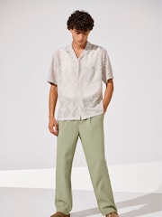 Only & Sons Grey Lace Texture Detail Shirt - Image 1 of 5