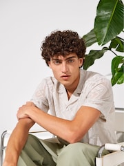 Only & Sons Grey Lace Texture Detail Shirt - Image 2 of 5
