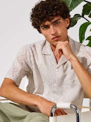 Only & Sons Grey Lace Texture Detail Shirt - Image 3 of 5