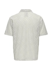 Only & Sons Grey Lace Texture Detail Shirt - Image 4 of 5