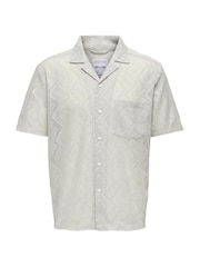 Only & Sons Grey Lace Texture Detail Shirt - Image 5 of 5