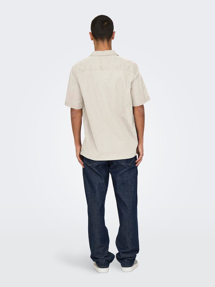 Only & Sons White Onsgali Relax Resort Short Sleeve Embroidery 100% Cotton Shirt - Image 1 of 4