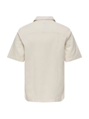 Only & Sons White Onsgali Relax Resort Short Sleeve Embroidery 100% Cotton Shirt - Image 4 of 4