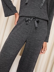 Lipsy Charcoal Grey Petite Ribbed Loungewear Joggers - Image 4 of 5