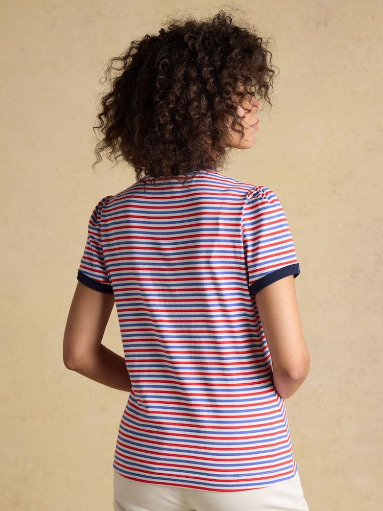 Joules Erin Blue Red Stripe Short Sleeve Jersey T-Shirt - Image 2 of 7