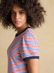 Joules Erin Blue Red Stripe Short Sleeve Jersey T-Shirt - Image 3 of 7