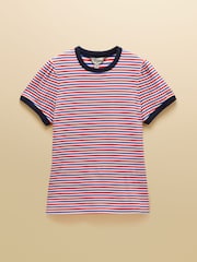 Joules Erin Blue Red Stripe Short Sleeve Jersey T-Shirt - Image 7 of 7