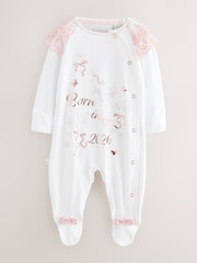 Baker by Ted Baker Born In 2026 Bunny White Sleepsuit - Image 1 of 6