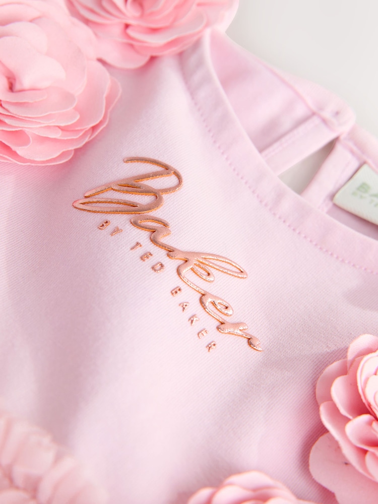 ted baker pink and gold dress TED BAKER TUX Langley pink acetate blend gold jacquard strapless dress US2 S