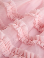 Baker by Ted Baker Pink 3D Corsage Mesh Tier Dress - Image 11 of 12