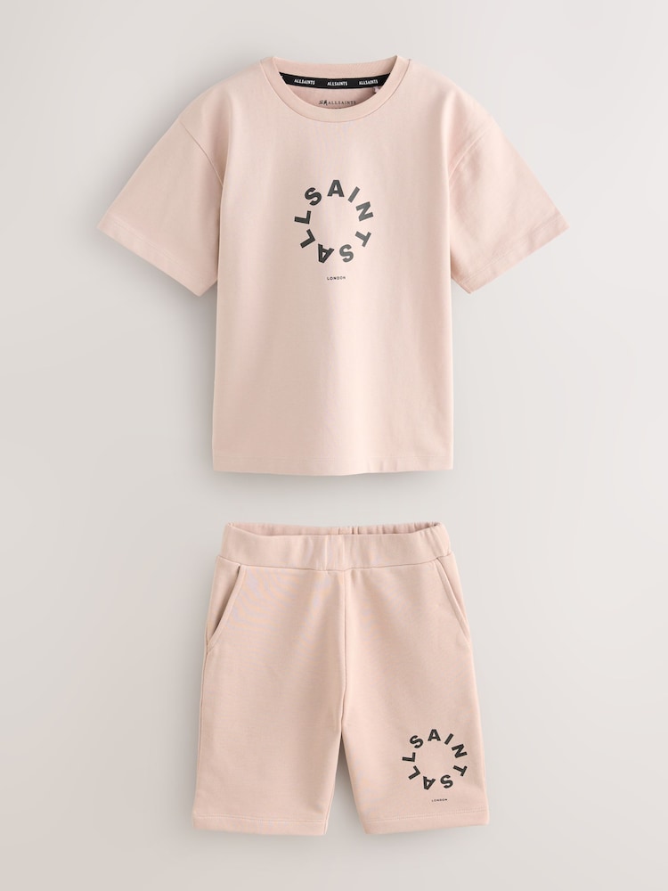 smALLSAINTS Pink Tierra T-Shirt and Sweat Shorts Set - Image 1 of 5