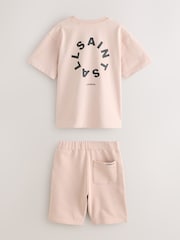 smALLSAINTS Pink Tierra T-Shirt and Sweat Shorts Set - Image 2 of 5