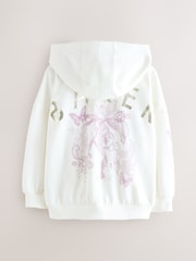 Baker by Ted Baker Cream Oversized Back Graphic Zip-Through Hoodie - Image 2 of 10