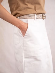 Lakeland Clothing Cream Corin Denim Midi 100% Cotton Skirt - Image 4 of 6
