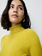 Amarelo citrino - Blusa de gola alta canelada com lã - Imagem 4 de 7