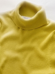 Amarelo citrino - Blusa de gola alta canelada com lã - Imagem 6 de 7