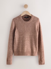 Mocha Brown Long Sleeve Crew Neck Jumper With Wool - Image 7 of 9