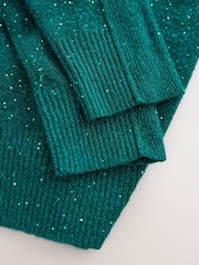 Teal Blue Sequin - Blusa de malha Crew Neck com wool - Imagem 2 de 3