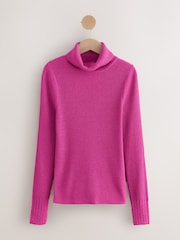 Bright Pink Sparkle - Blusa de gola alta canelada com lã - Imagem 5 de 7