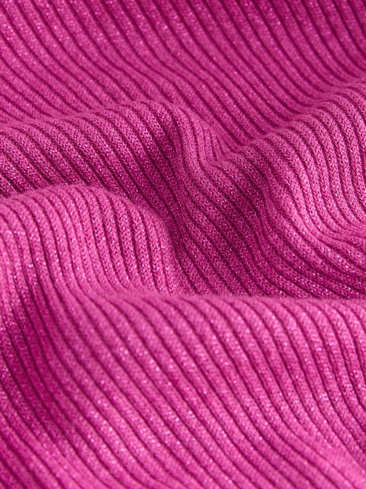 Bright Pink Sparkle - Blusa de gola alta canelada com lã - Imagem 7 de 7