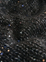 Black Sequin V-Neck Chunky Knit Jumper - Image 3 of 3