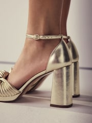 Gold Forever Comfort® Twist Heeled Platform Sandals - Image 9 of 11