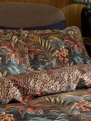 Leopard Floral 100% Cotton Reversible Duvet Cover and Pillowcase Set - Imaginea 3 din 6