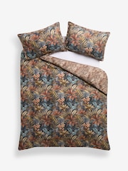 Leopard Floral 100% Cotton Reversible Duvet Cover and Pillowcase Set - Imaginea 6 din 6