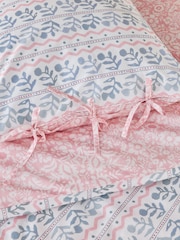 Blue/Pink Woodblock 200TC Percale Collection Luxe Duvet Cover And Pillowcase Set - Image 5 of 7