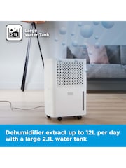 Black & Decker White 12L Smart Dehumidifier & Ionizer with 2.1L - Image 4 of 6