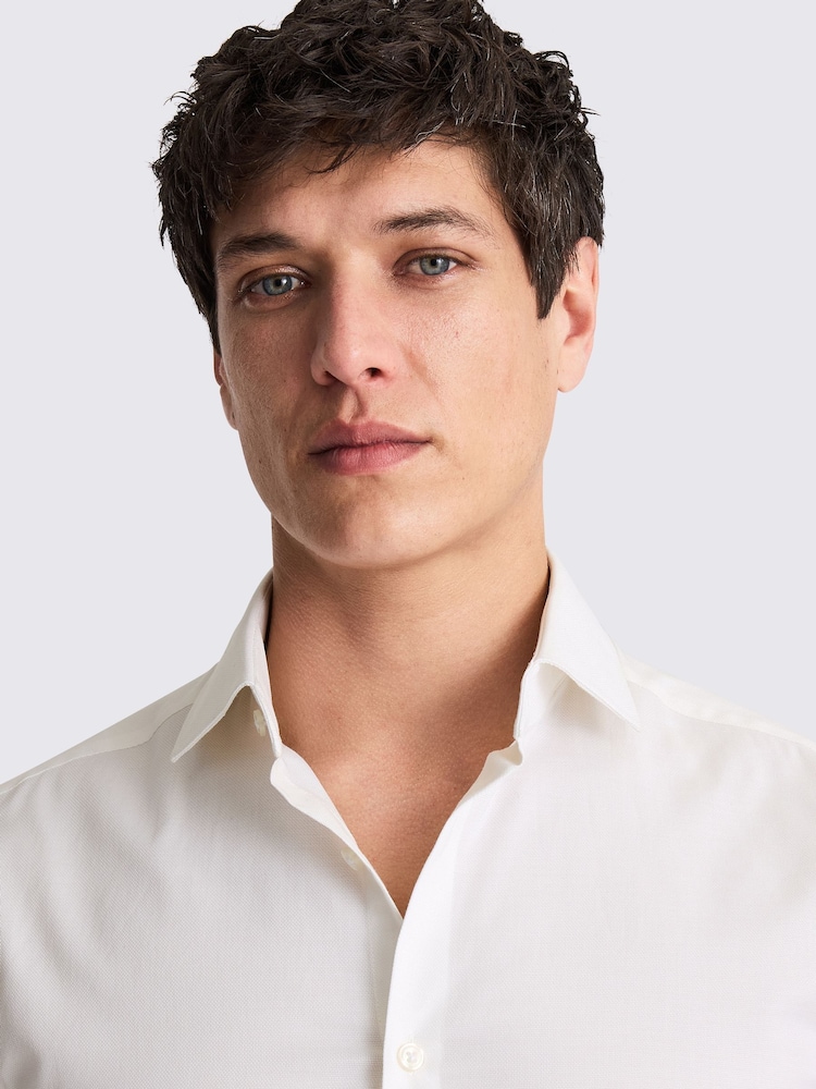MOSS Natural Slim Fit Off Dobby Stretch Shirt - Image 3 of 3