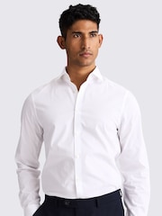 MOSS White Slim Stretch Print Contrast Shirt - Image 1 of 4