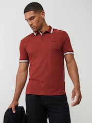 BOSS Light Pink Regular Fit Paddy Tipped Collar Polo Shirt - Image 1 of 4