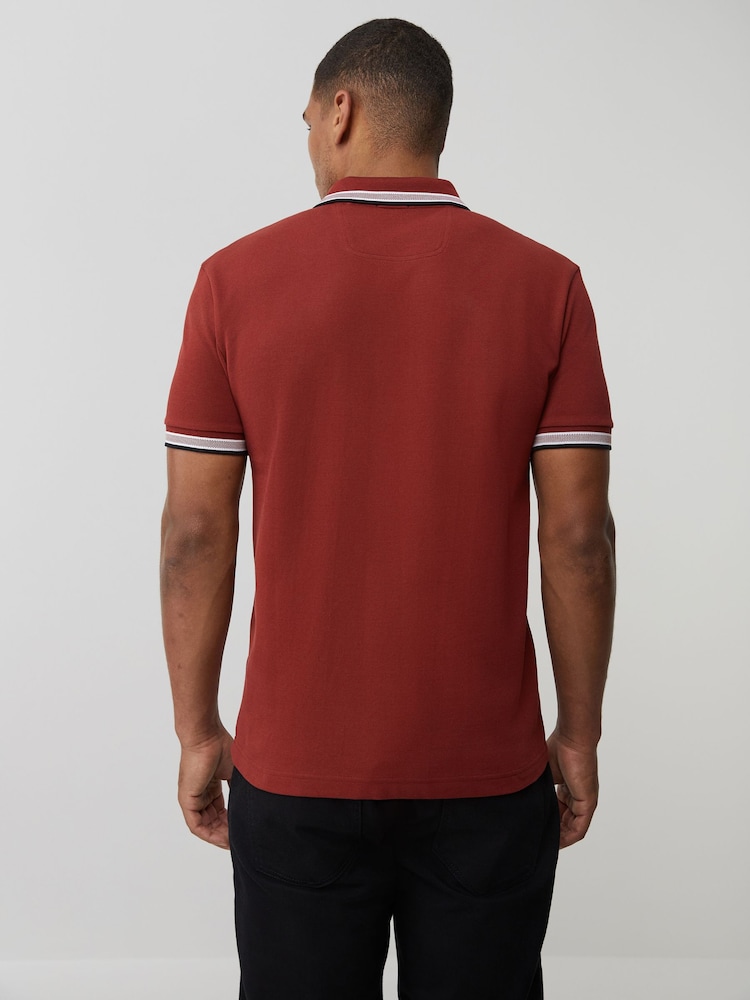 BOSS Light Pink Regular Fit Paddy Tipped Collar Polo Shirt - Image 2 of 4