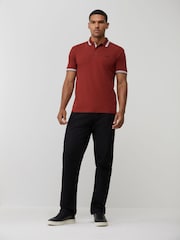 BOSS Light Pink Regular Fit Paddy Tipped Collar Polo Shirt - Image 3 of 4