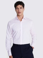 MOSS Pink Tailored Fit Dobby Stretch Shirt - Image 1 of 4