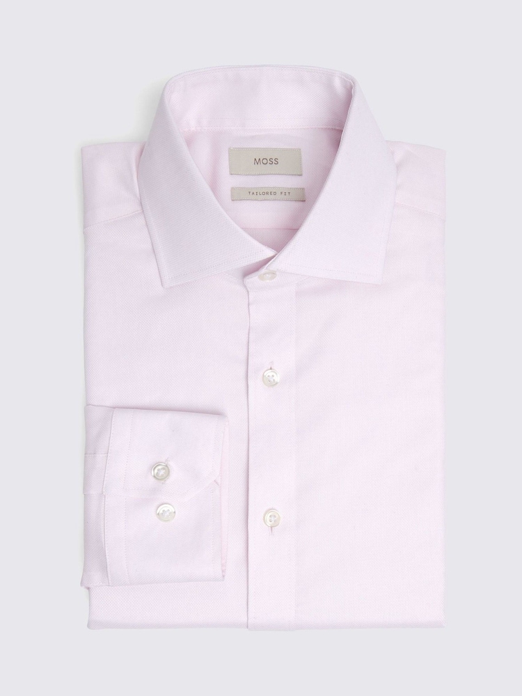 MOSS Pink Tailored Fit Dobby Stretch Shirt - Image 4 of 4