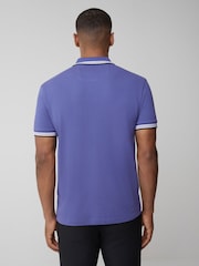 BOSS Blue Light Wash Regular Fit Paddy Tipped Collar Polo Shirt - Image 2 of 5