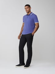 BOSS Blue Light Wash Regular Fit Paddy Tipped Collar Polo Shirt - Image 3 of 5