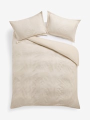 Natural Palm Tree Jacquard Duvet Cover and Pillowcase Set - Image 4 of 4