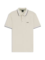 BOSS White Regular Fit Paddy Tipped Collar Polo Shirt - Image 1 of 1