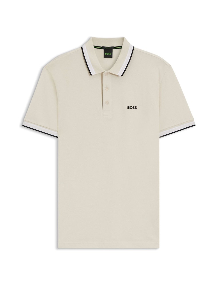 BOSS White Regular Fit Paddy Tipped Collar Polo Shirt - Image 1 of 1 BOSS White Regular Fit Paddy Tipped Collar Polo Shirt - Image 1 of 1