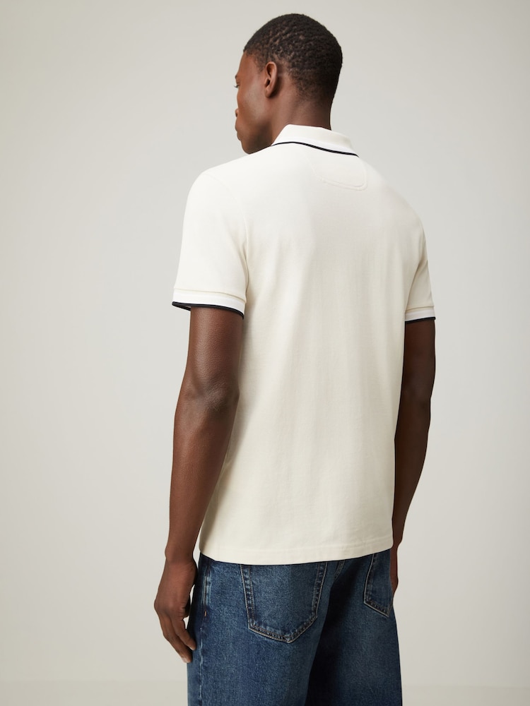 BOSS White Regular Fit Paddy Tipped Collar Polo Shirt - Image 2 of 5 BOSS White Regular Fit Paddy Tipped Collar Polo Shirt - Image 2 of 5