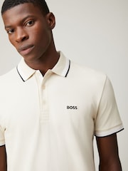 BOSS White Regular Fit Paddy Tipped Collar Polo Shirt - Image 4 of 5